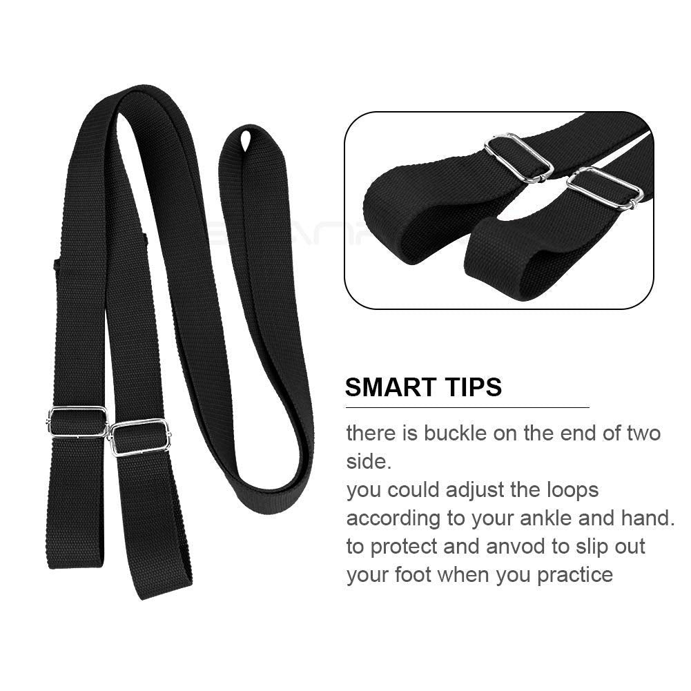 Adjustable Leg Stretcher Lengthen Ballet Stretch Band - Easy Install on Door Flexibility Stretching Leg Strap Great Cheer Dance Gymnastics Trainer stretching equipment taekwondo Training (black)