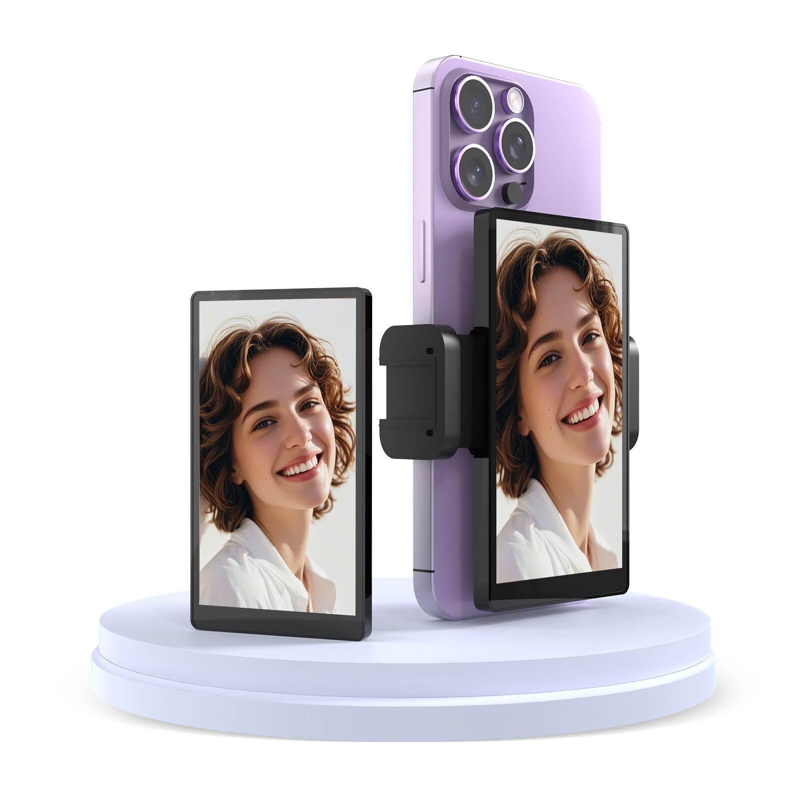 VITANO 5" Vlog Selfie Monitor Screen for iPhone with Magnetic Clip, Back Camera Mirroring with Low Latency, Bluetooth Remote, Wireless & Wired Dual Mode for TikTok Live Streaming (Black)