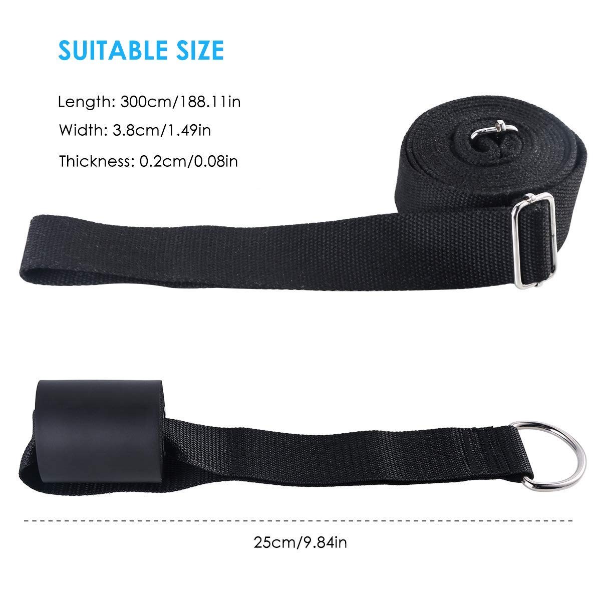 Adjustable Leg Stretcher Lengthen Ballet Stretch Band - Easy Install on Door Flexibility Stretching Leg Strap Great Cheer Dance Gymnastics Trainer stretching equipment taekwondo Training (black)