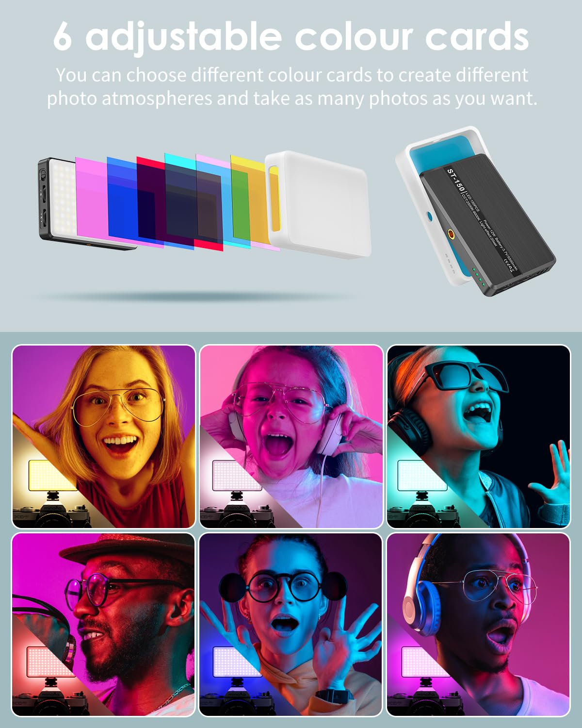 150 LED Phone Light, Selfie Light for iPhone/Phone/iPad/Camera, 5500Mah Rechargeable Portable Lights, 3 Lighting Adjustment Modes, Selfie Lights for Photography/TikTok/Vlog/Video
